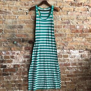 Active Basic Green and White Striped Maxi Dress